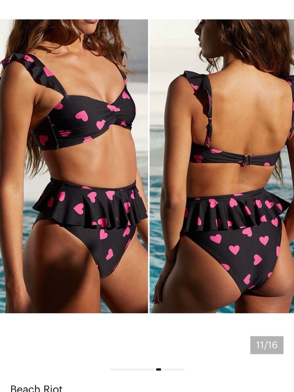 Beach Riot Poppy Bralette Bikini Top and Daisy Ruffle Bottoms in Tough Love